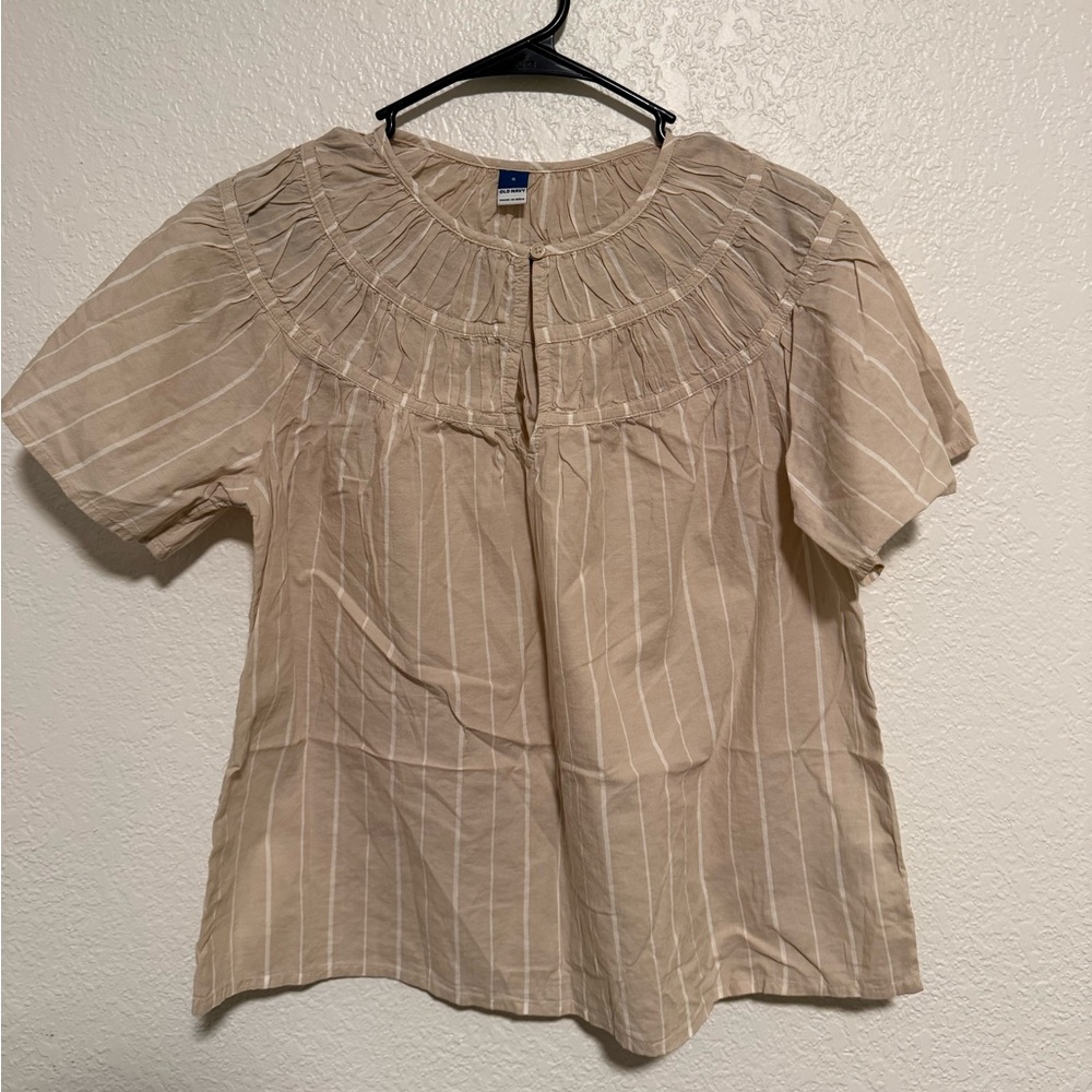Old Navy Beige Striped Blouse